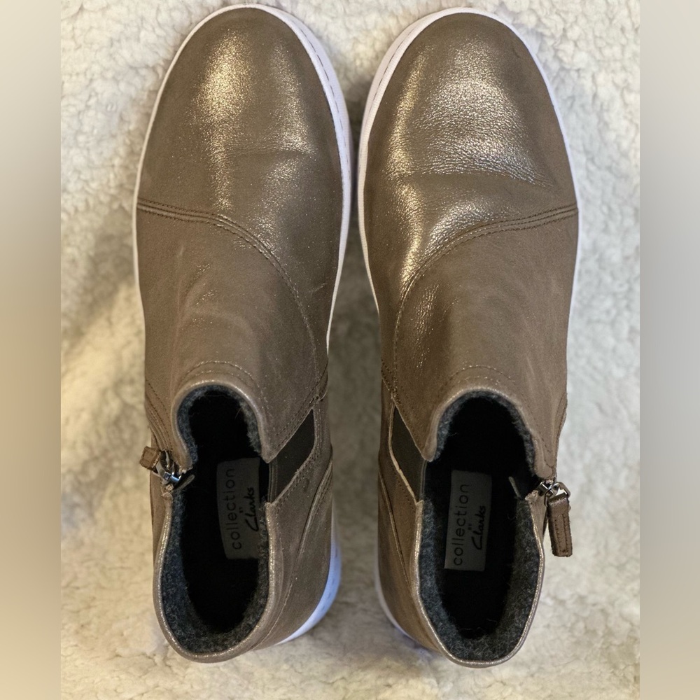 Clarks Metallic Lined Ankle Boots Pawley Joy